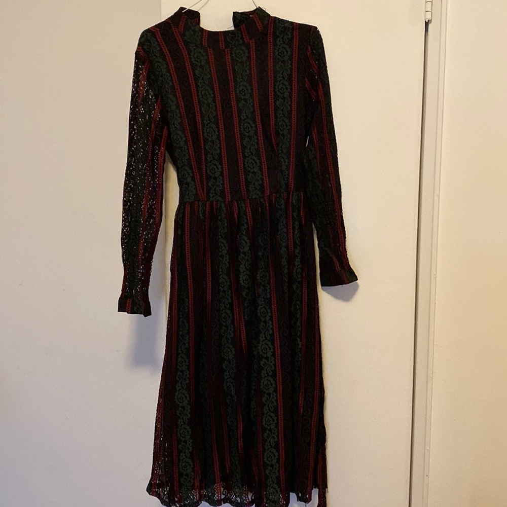 Lace patterned knee length dress